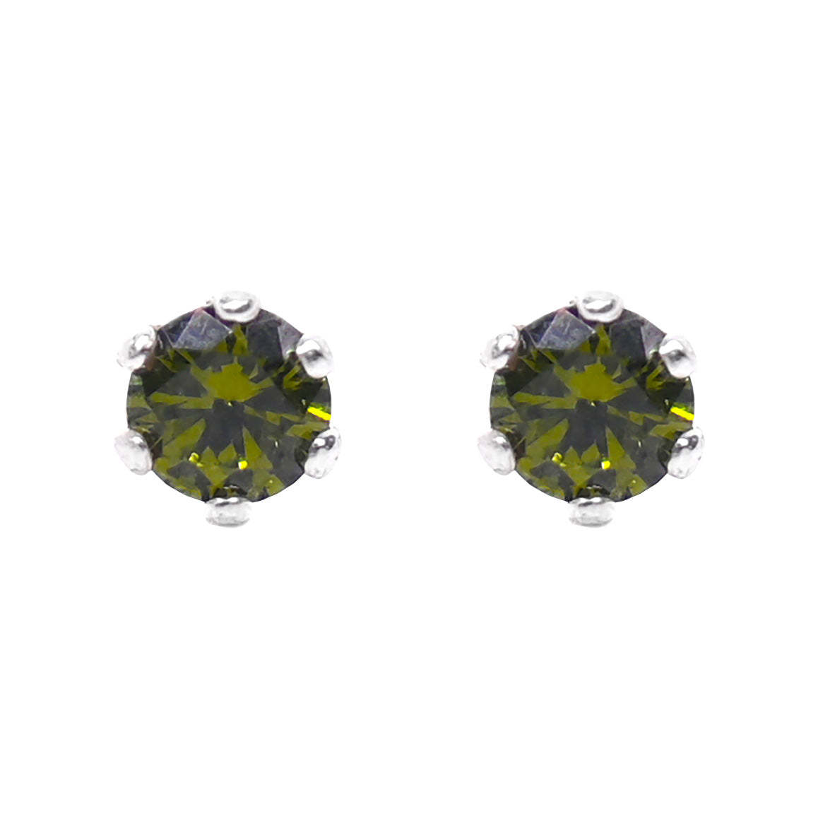 Ontique 925 Silver Olive Green Studs Earrings For Women