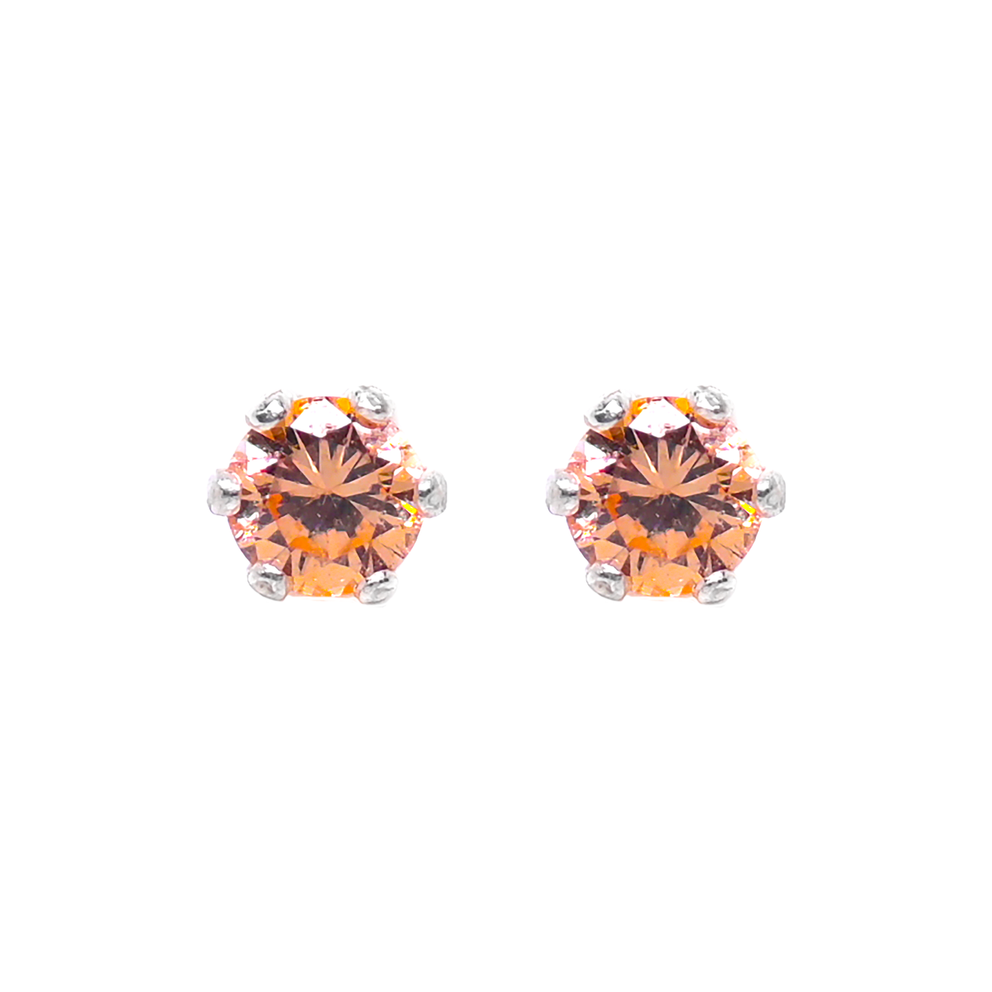 Ontique 925 Silver Apricot Orange Studs Earrings For Women