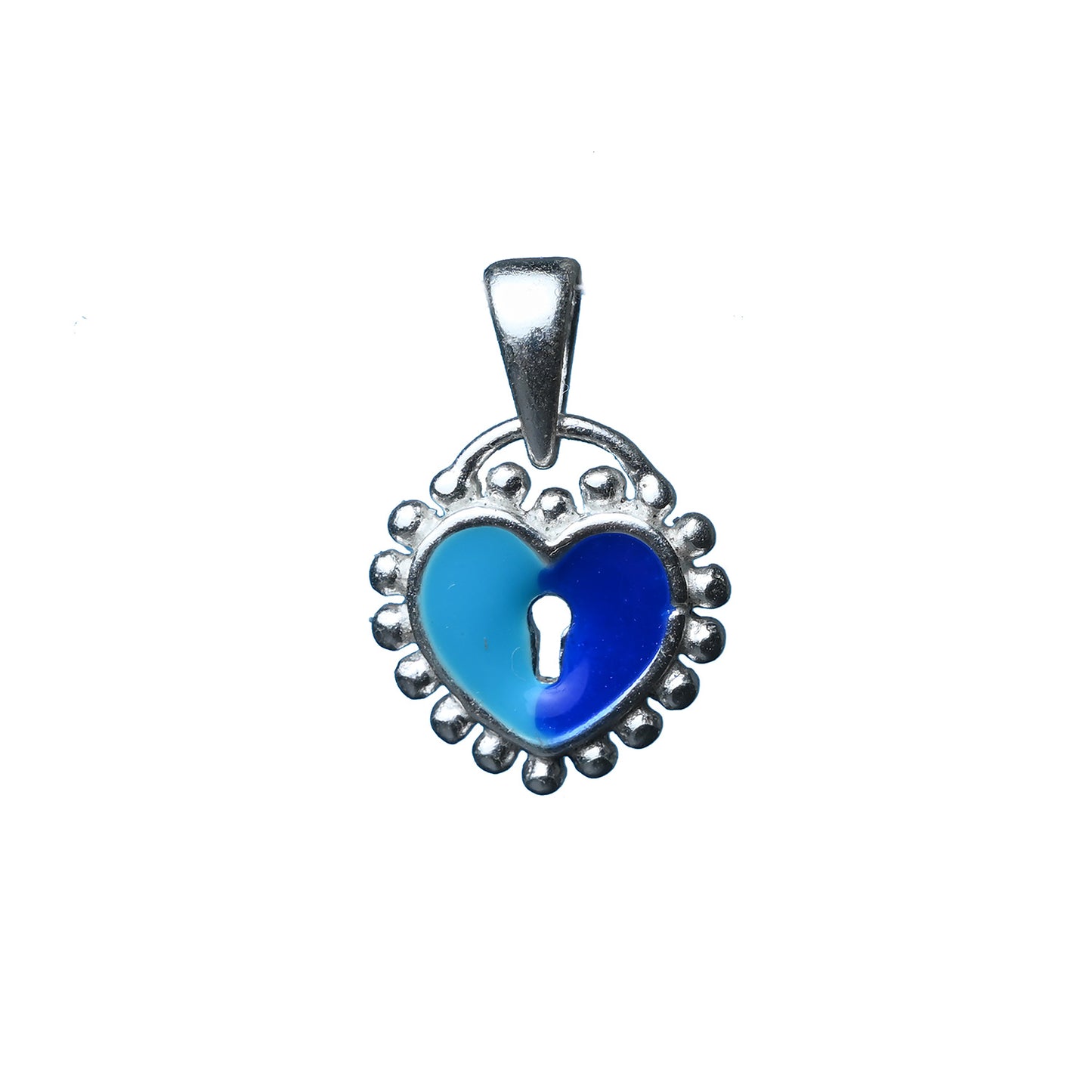 Ontique 925 Silver Blue heart Shaped Pendant For Kids