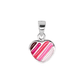 Ontique 925 Silver Striped Heart Shaped Pendant For Women