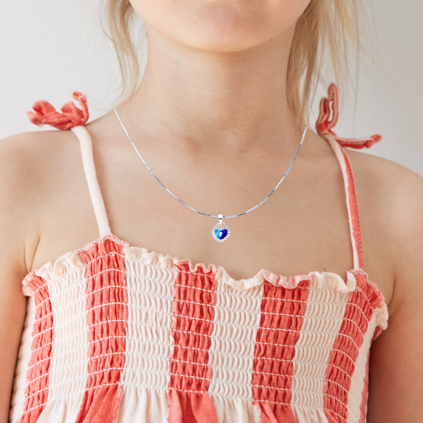 Ontique 925 Silver Blue heart Shaped Pendant For Kids