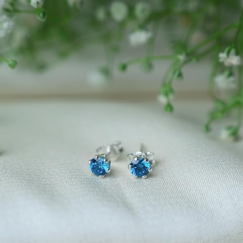 Ontique 925 Silver Turquoise Blue Studs Earrings For Women