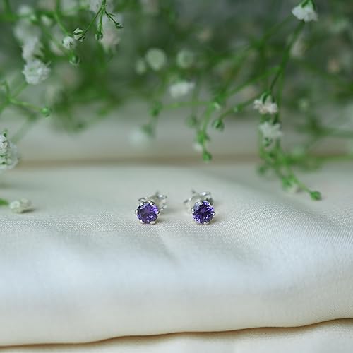 Ontique 925 Silver Lavender Studs Earrings For Women