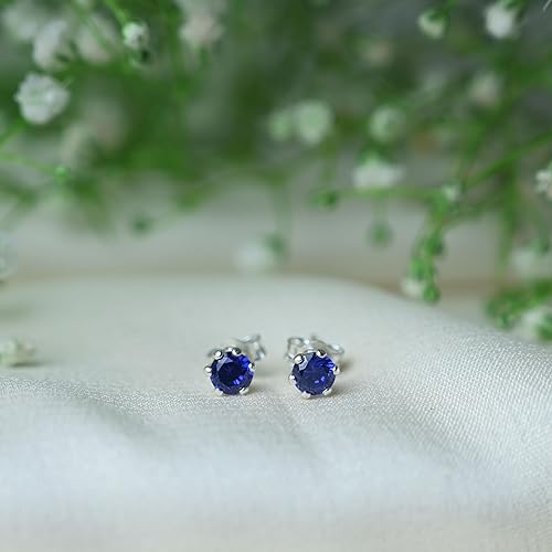 Ontique 925 Silver Ocean Blue Studs Earrings For Women