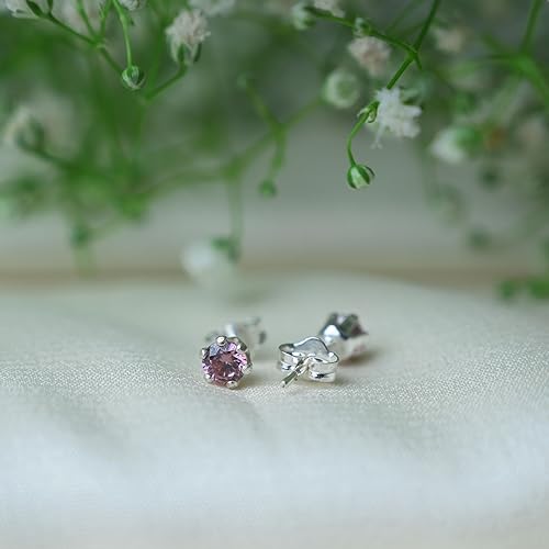 Ontique 925 Silver Lilac Studs Earrings For Women