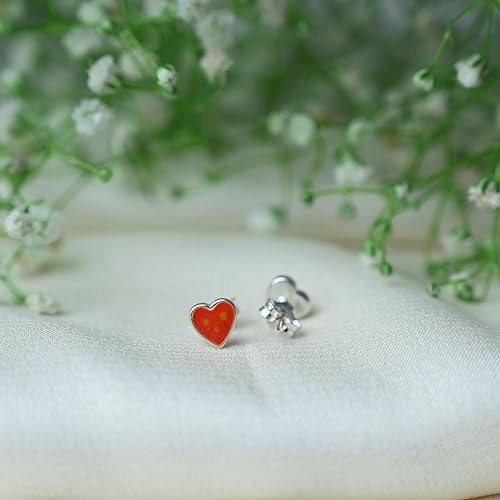 Ontique 925 Silver Strawberry Shaped Studs Earrings For Kids