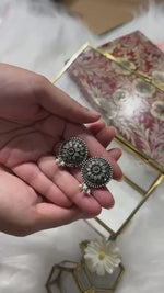 Load and play video in Gallery viewer, sundri-silver-oxidised-earrings