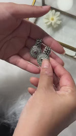 Load and play video in Gallery viewer, vyom-oxidised-silver-earrings