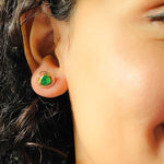 Load image into Gallery viewer, silken-green-silver-stud-earrings