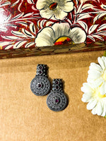 Load image into Gallery viewer, vyom-oxidised-silver-earrings