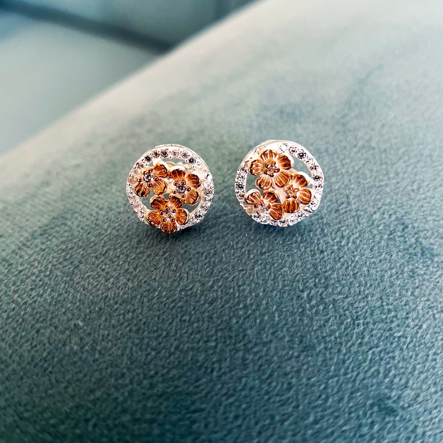 Cherry Blossom Diamond Stud Earrings
