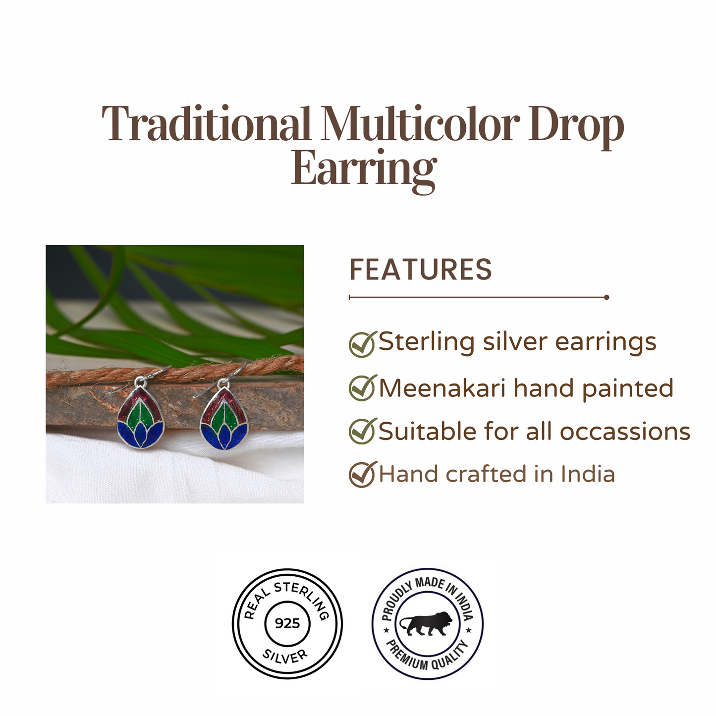 Traditional Multicolor Drop Earrings