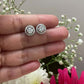 Rimming Moon White Swarovski Diamond Stud Earrings