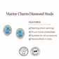 Marine charm diamond Stud Earrings for Women