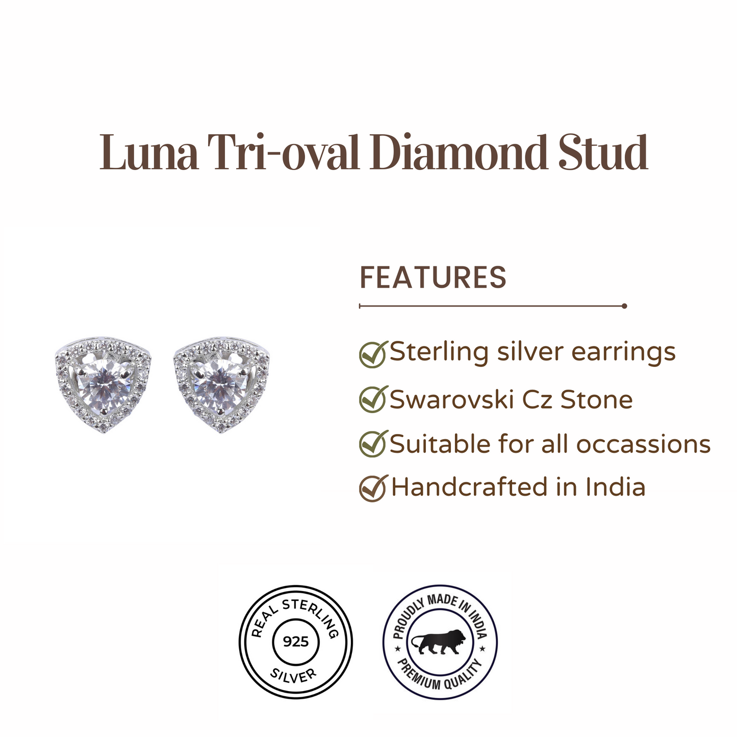 Luna Tri-oval Swarovski Diamond Studs
