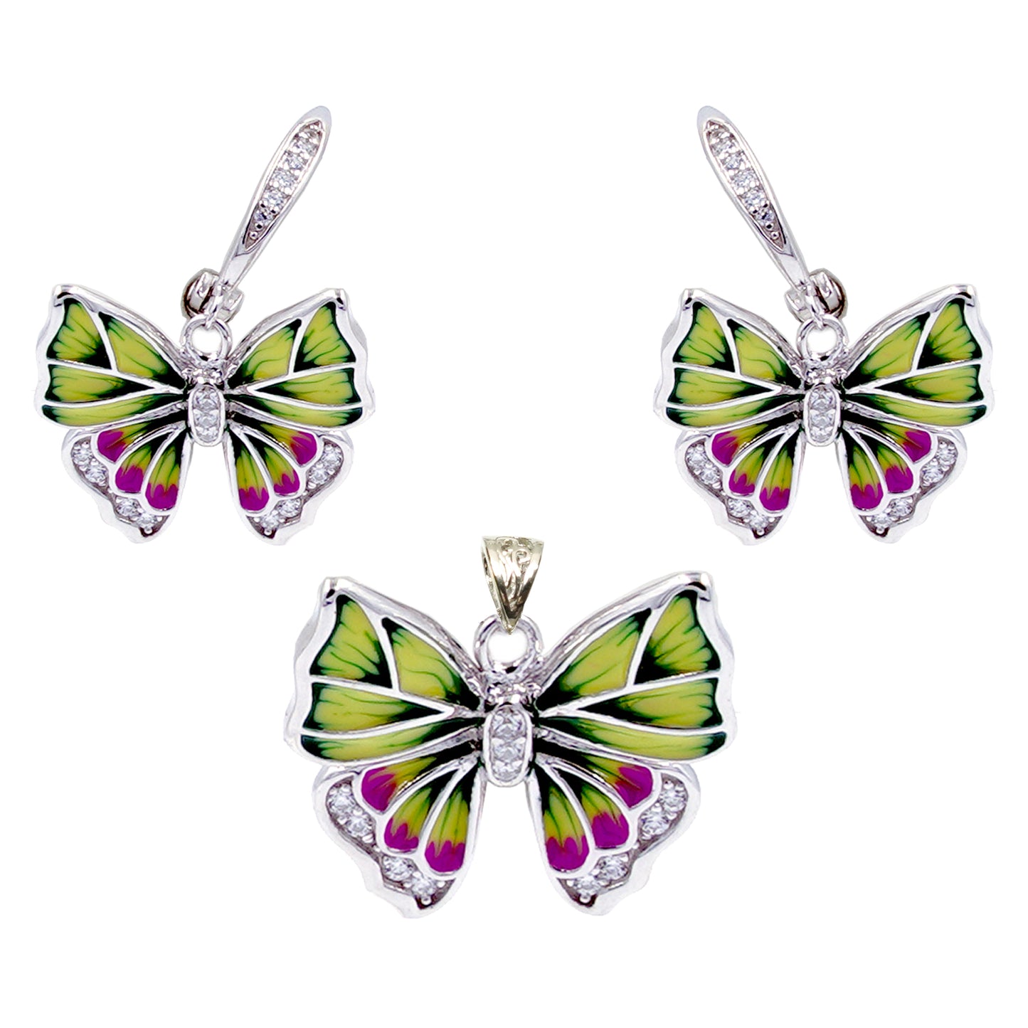 Shades of Butterfly Earrings and pendant set