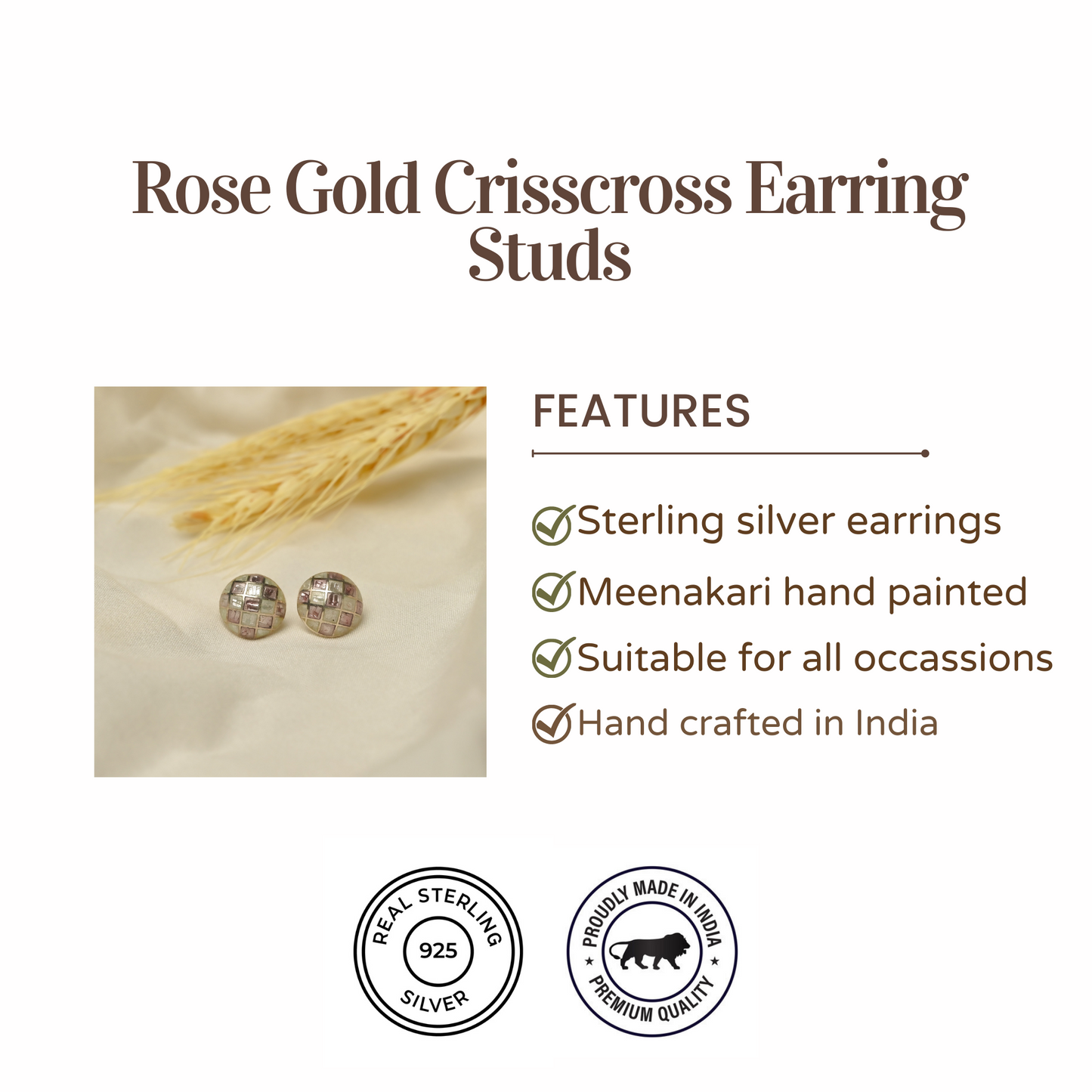 Rose Gold Crisscross stud Earrings Stud Earrings