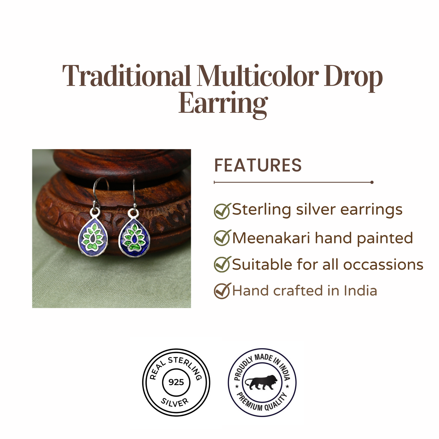 Traditional Multicolor Drop Earrings