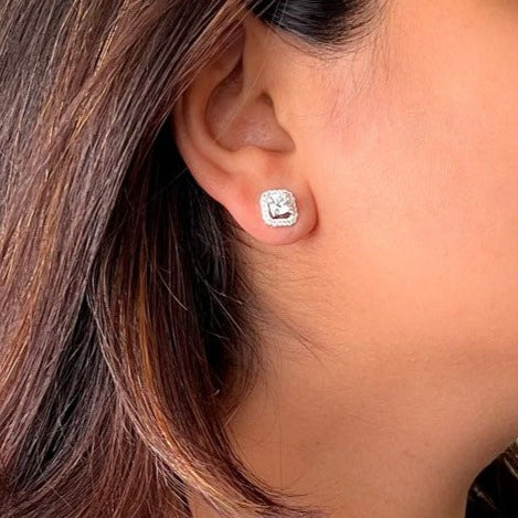 White Crystal Classic Stud Earrings