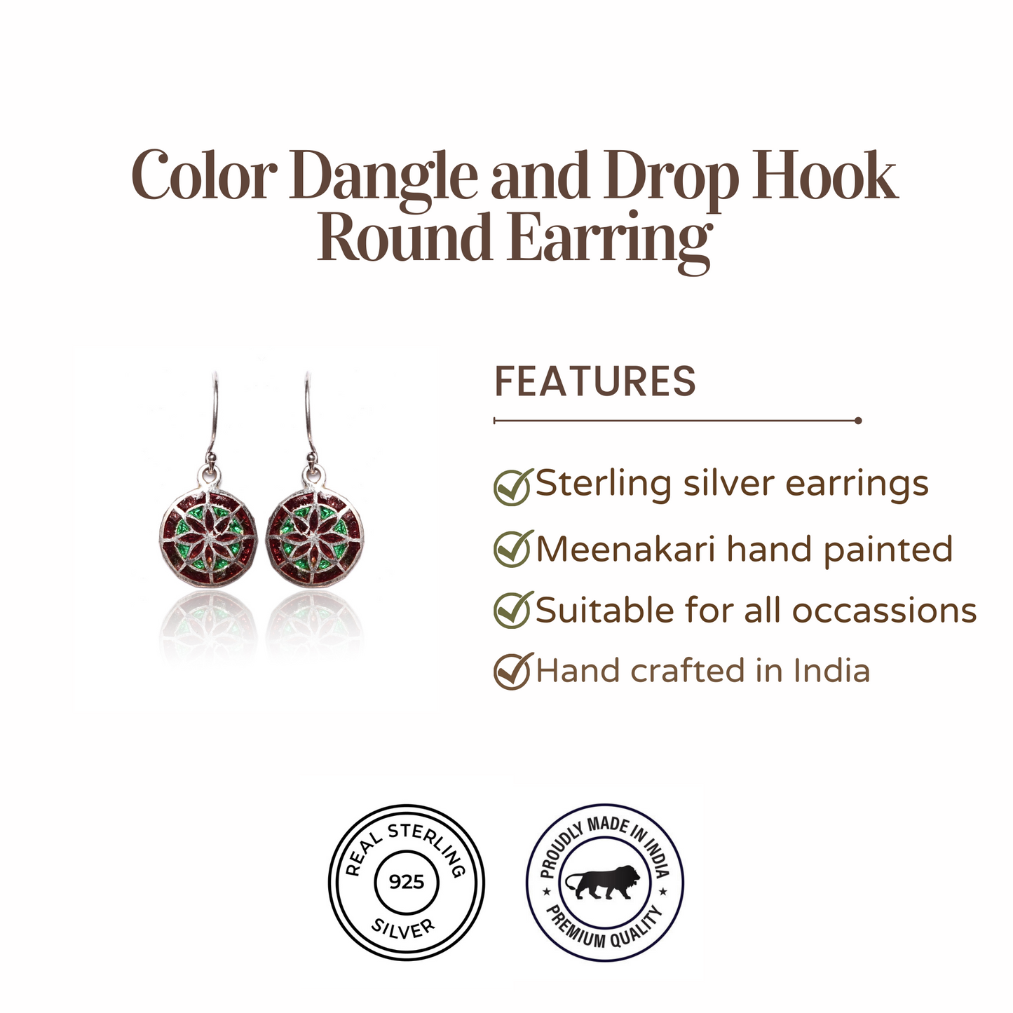 Dangle & Drop Hook Round Earrings
