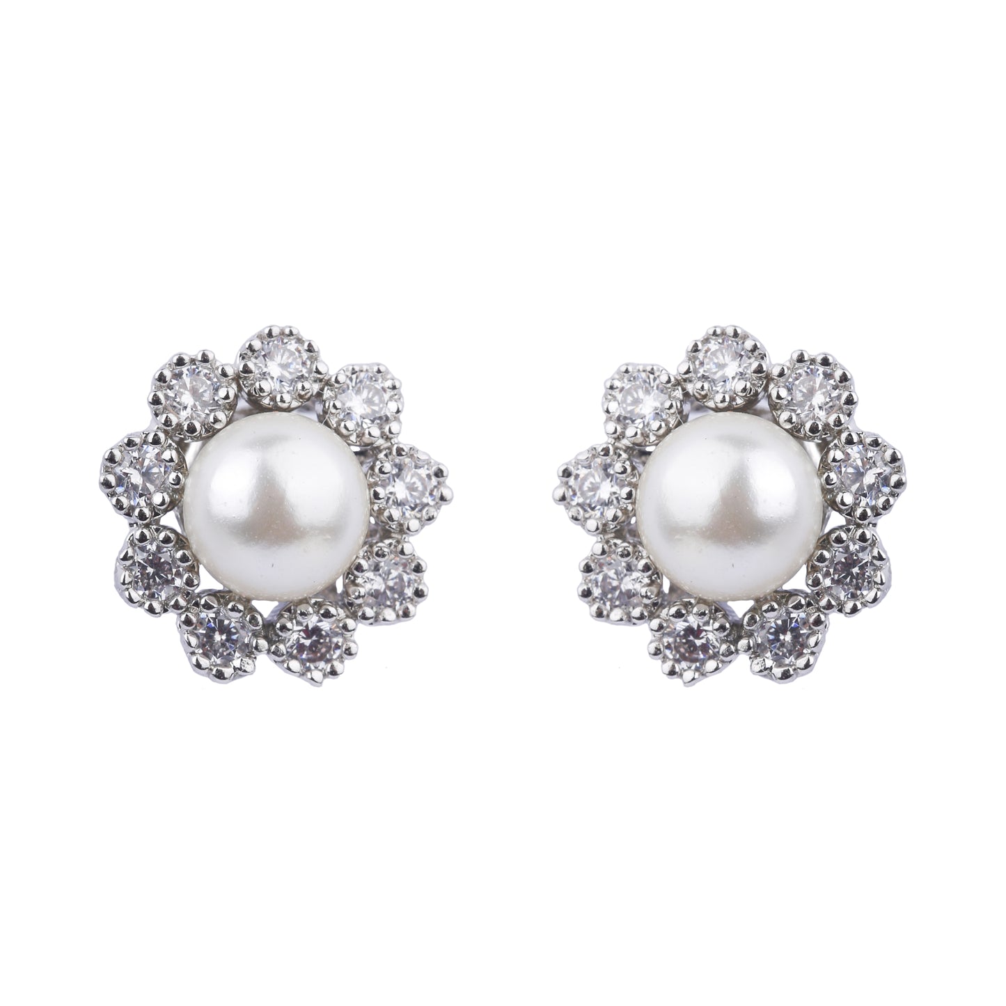 Daisy Delight Swarovski Diamond Embellished pearl stud