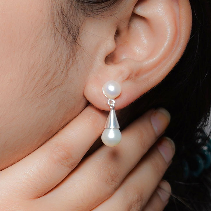 Pearl Drop Thread Earrings for Women