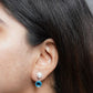 Cerulean Spell pearl Blue Diamond Ear Spike Earrings