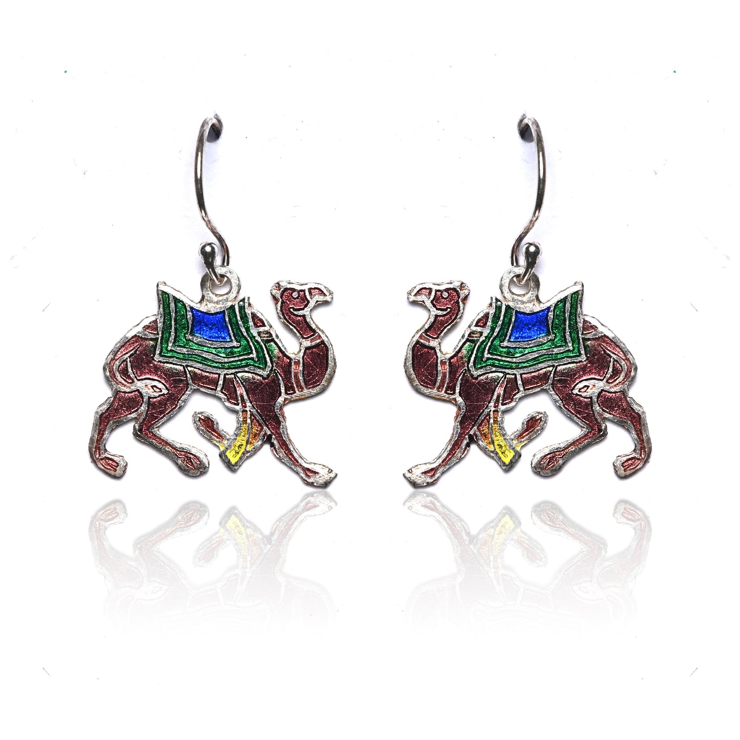 Camel Multicolor Enamel Hooks Earrings