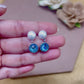Cerulean Spell pearl Blue Diamond Ear Spike Earrings
