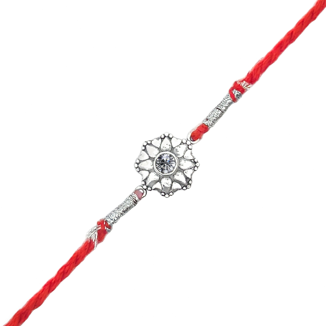 Sliver Aura Flower Rakhi