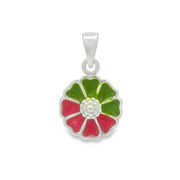 Ontique 925 Silver Striped Round Shaped Pendant For Kids