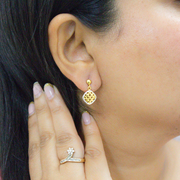 Crisscross drop 1 micron gold plated silver earrings