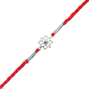 Silver Flower with Diamond Rakhi