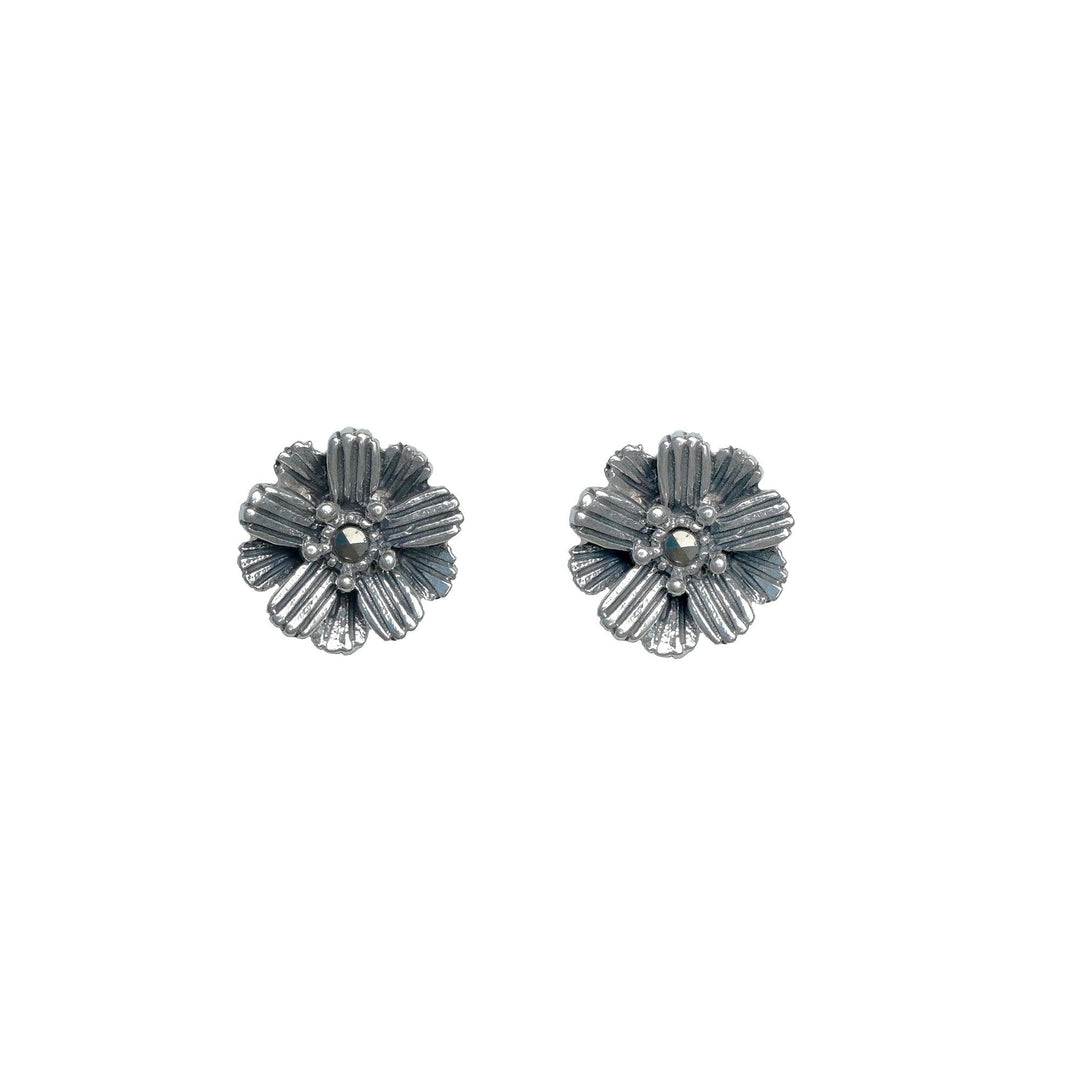 Silver Petal Stud Earrings