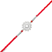 Silver Flower Rakhi with Moti