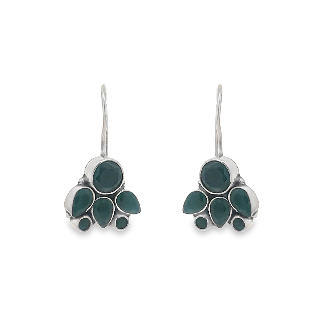 Emerald Essence Silver Hook earrings