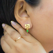 Cube Drop 1 micron gold plated silver earrings