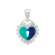 Ontique 925 Silver Blue heart Shaped Pendant For Kids