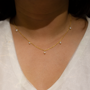 Pearl Droplets 18K Gold Plated Sterling Silver Pendant Chain Necklace