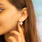 Load image into Gallery viewer, White Globe MOP Silver Drop Earrings
