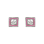 Load image into Gallery viewer, Pink Square MOP Silver Stud Earrings
