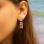 Load image into Gallery viewer, Jewel Gleam Long Silver Earrings
