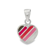 Ontique 925 Silver Striped Heart Shaped Pendant For Kids