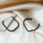 Load image into Gallery viewer, Pure Chandi Plain Black Bead Crystal Nazariya - Adjustable Size
