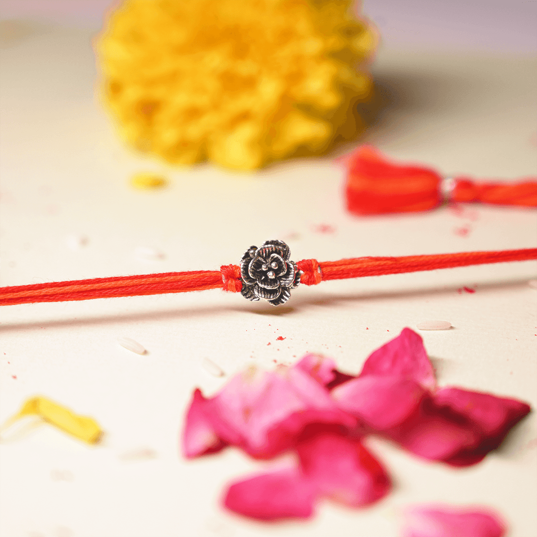 Silver Rose Flower Rakhi