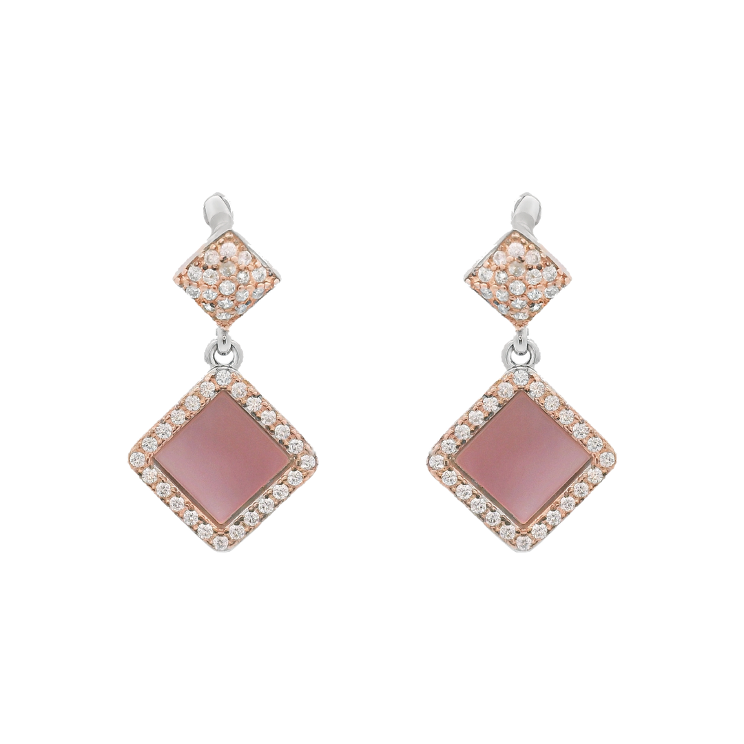 Pink Diamond MOP Silver Earrings