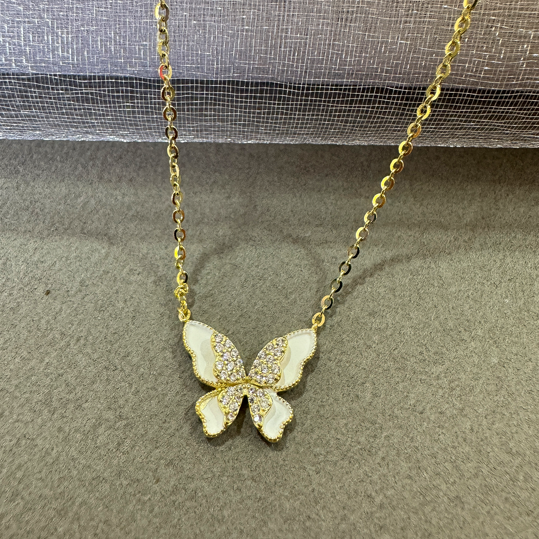 Butterfly Golden Sterling Silver Pendant Chain