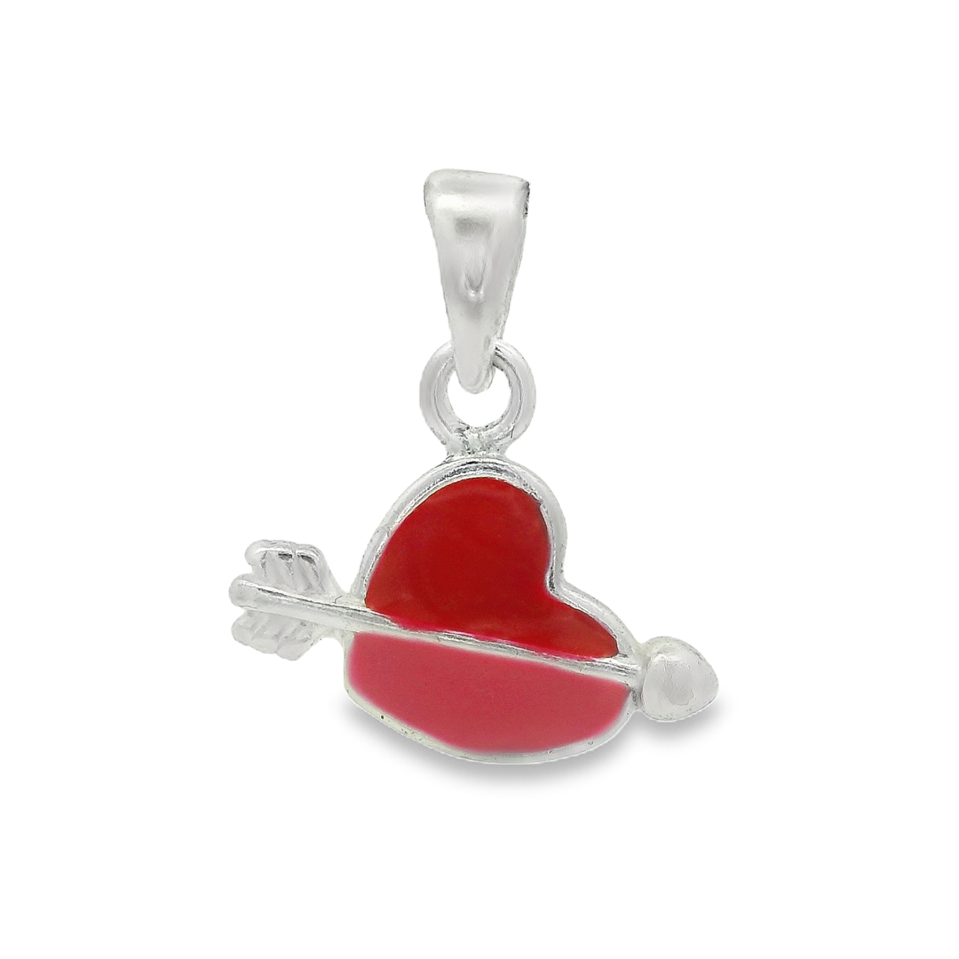 Ontique 925 Silver Heart & Arrow Shaped Pendant For Kids