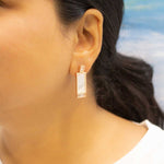 Load image into Gallery viewer, Rose Gold Crystal charm MOP silver earrings
