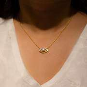 Evil Eye Drop 18K Gold Plated Sterling Silver Pendant Chain Necklace